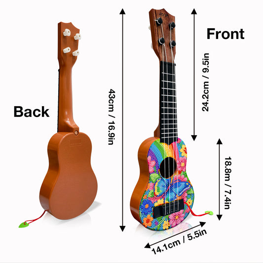 DIY Wooden Guitar Diamond Art Ornament Unique for Musicians (Rainbow Buttefly)