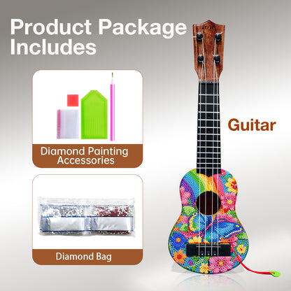 DIY Wooden Guitar Diamond Art Ornament Unique for Musicians (Rainbow Buttefly)