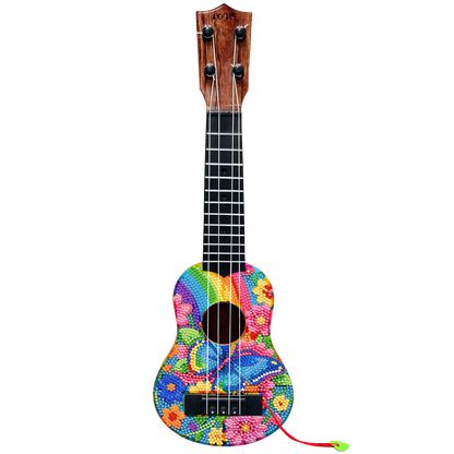 DIY Wooden Guitar Diamond Art Ornament Unique for Musicians (Rainbow Buttefly)