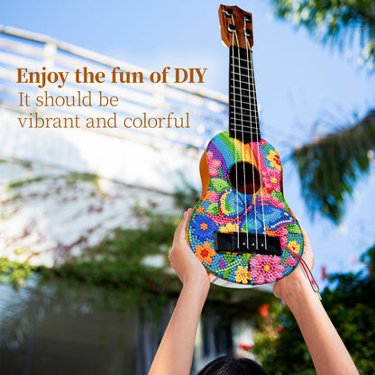 DIY Wooden Guitar Diamond Art Ornament Unique for Musicians (Rainbow Buttefly)