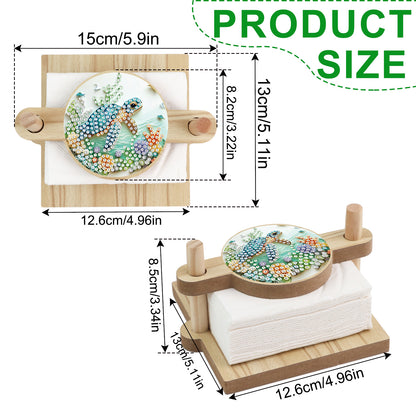 Sea Turtle DIY Wooden Diamond Art Paper Towel Holder for Home Office Decor