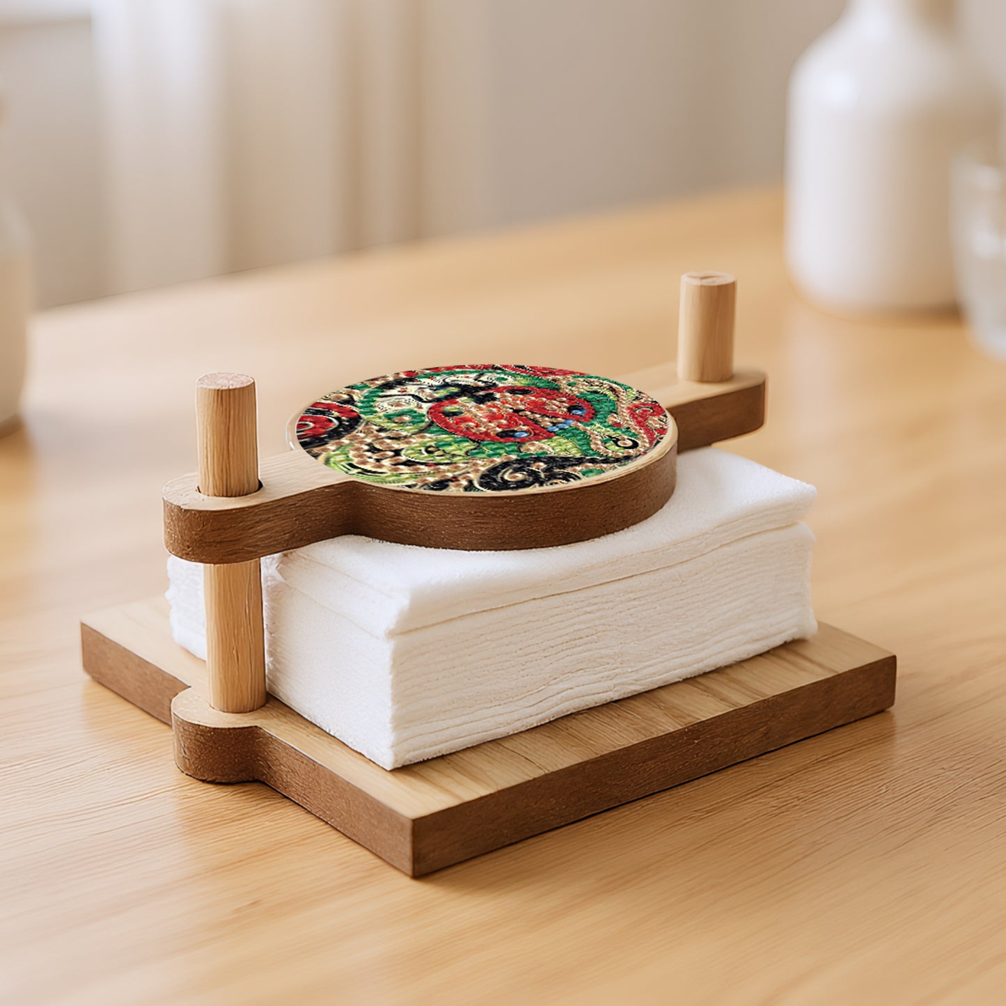 Ladybug DIY Wooden Diamond Art Paper Towel Holder Unique Gift for Friends Family