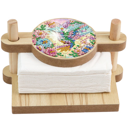 Hummingbird DIY Wooden Diamond Art Paper Towel Holder for Home Office Decor
