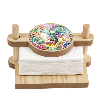 Hummingbird DIY Wooden Diamond Art Paper Towel Holder for Home Office Decor