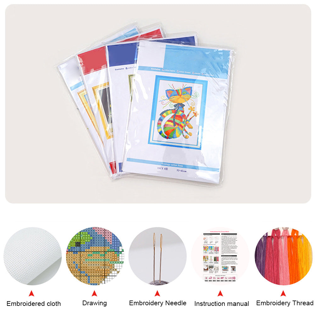 6Pcs Landscape DIY Cotton Single-Sided Stamped Needlepoint Bookmark Kit 47x28cm