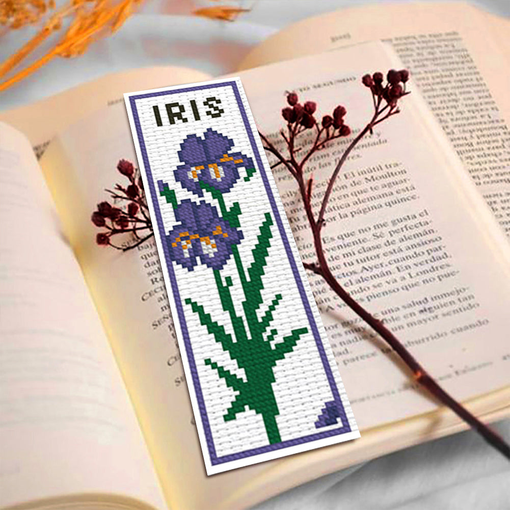 6Pcs Rose DIY Cotton Single-Sided Stamped Needlepoint Bookmark Kit 47x28cm