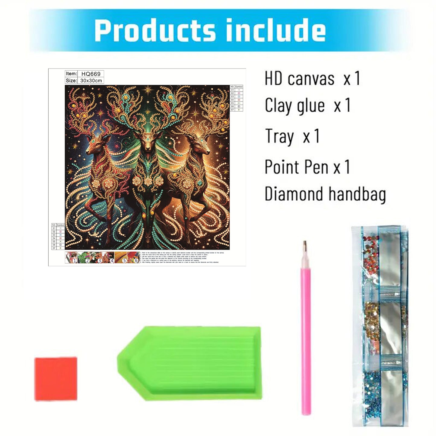 Golden Deer - Special Shaped Drill Diamond Painting 30*30CM