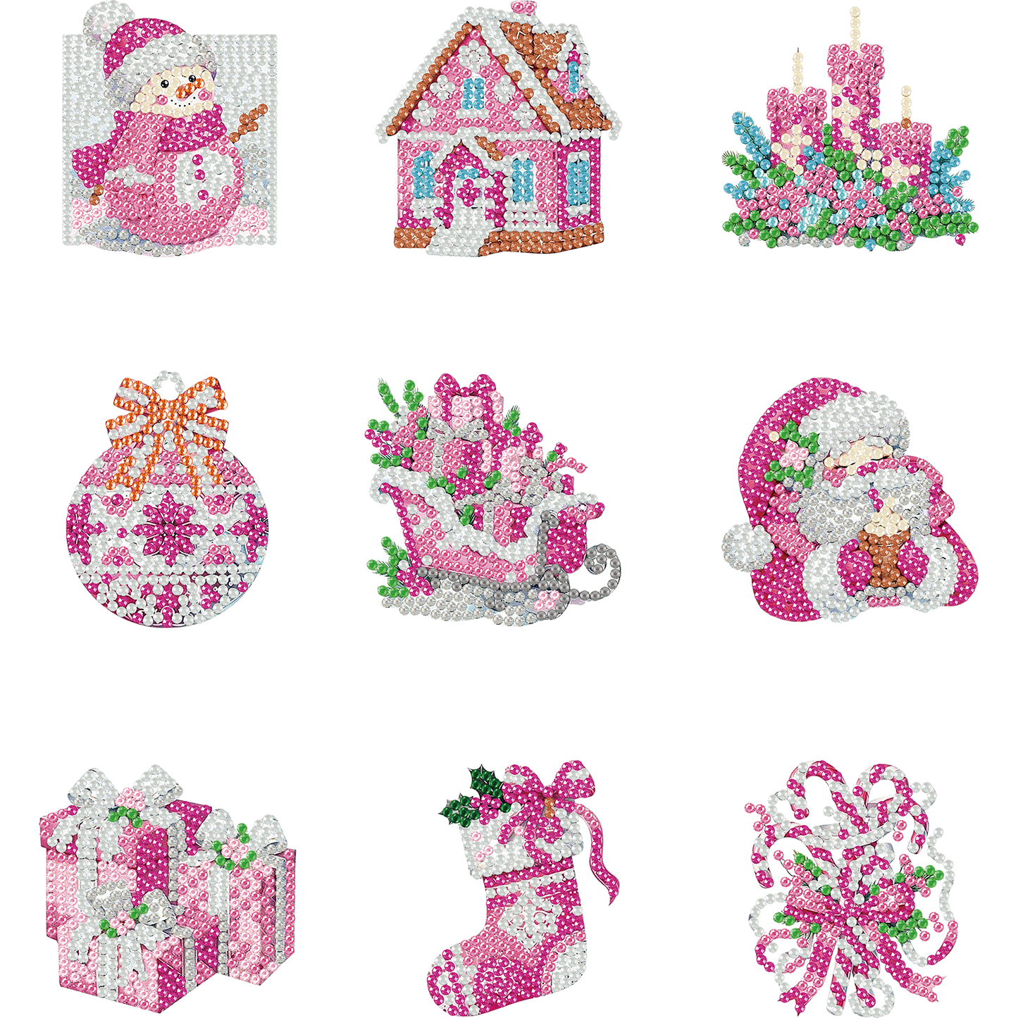 9pcs Christmas 2D Acrylic DIY Diamond Painting Magnets Special-Shaped Drill