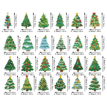 24pcs Tree 2D Acrylic DIY Diamond Painting Magnets Special-Shaped Drill Decor