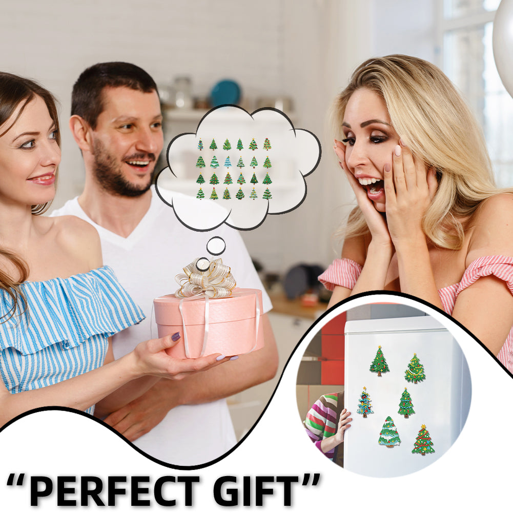 24pcs Tree 2D Acrylic DIY Diamond Painting Magnets Special-Shaped Drill Decor