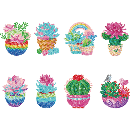 8pcs Cactus 2D Acrylic DIY Diamond Painting Magnets Special-Shaped Drill Decor