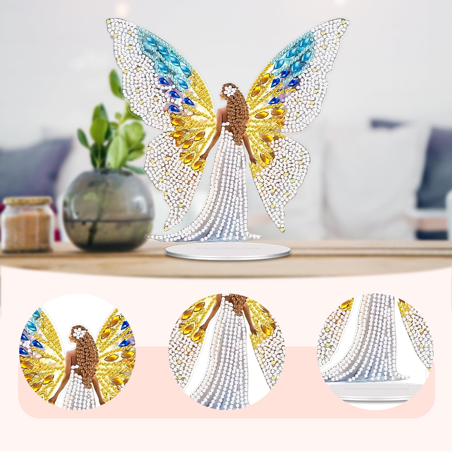 Girl DIY 2D Flat Acrylic Desktop Diamond Art Kit Single-Sided for Home Decor