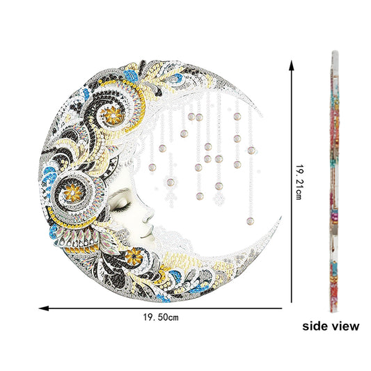 Moon DIY 2D Flat Acrylic Desktop Diamond Art Kit Single-Sided for Home Decor