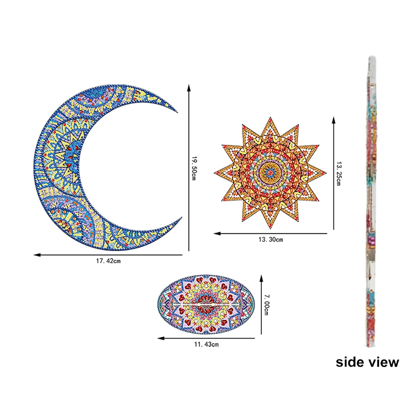 Moon Sun DIY 2D Flat Acrylic Desktop Diamond Art Kit Single-Sided for Home Decor