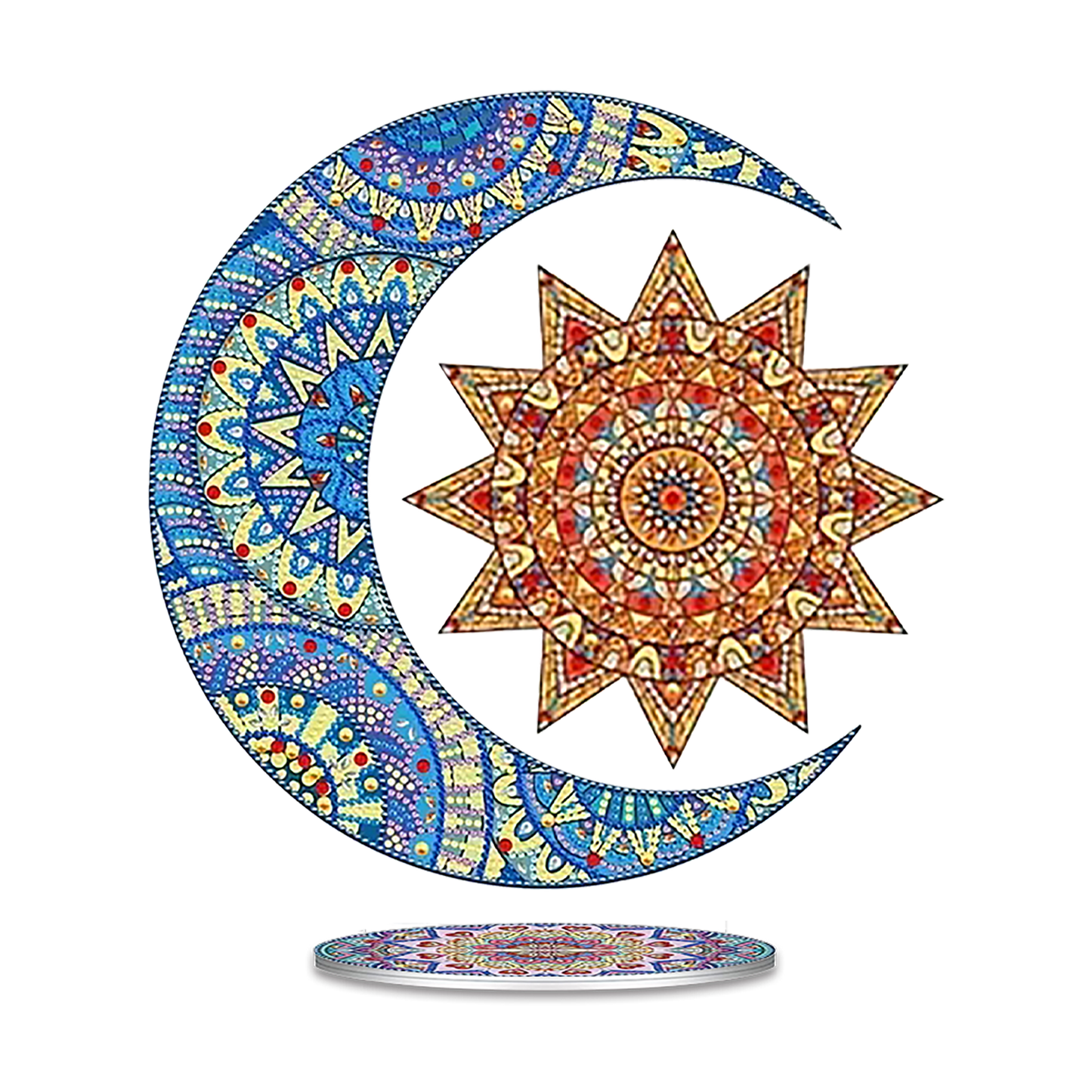 Moon Sun DIY 2D Flat Acrylic Desktop Diamond Art Kit Single-Sided for Home Decor
