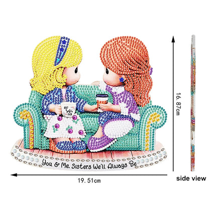 Coffee Girl DIY 2D Flat Acrylic Desktop Diamond Art Kit Single-Sided Home Decor