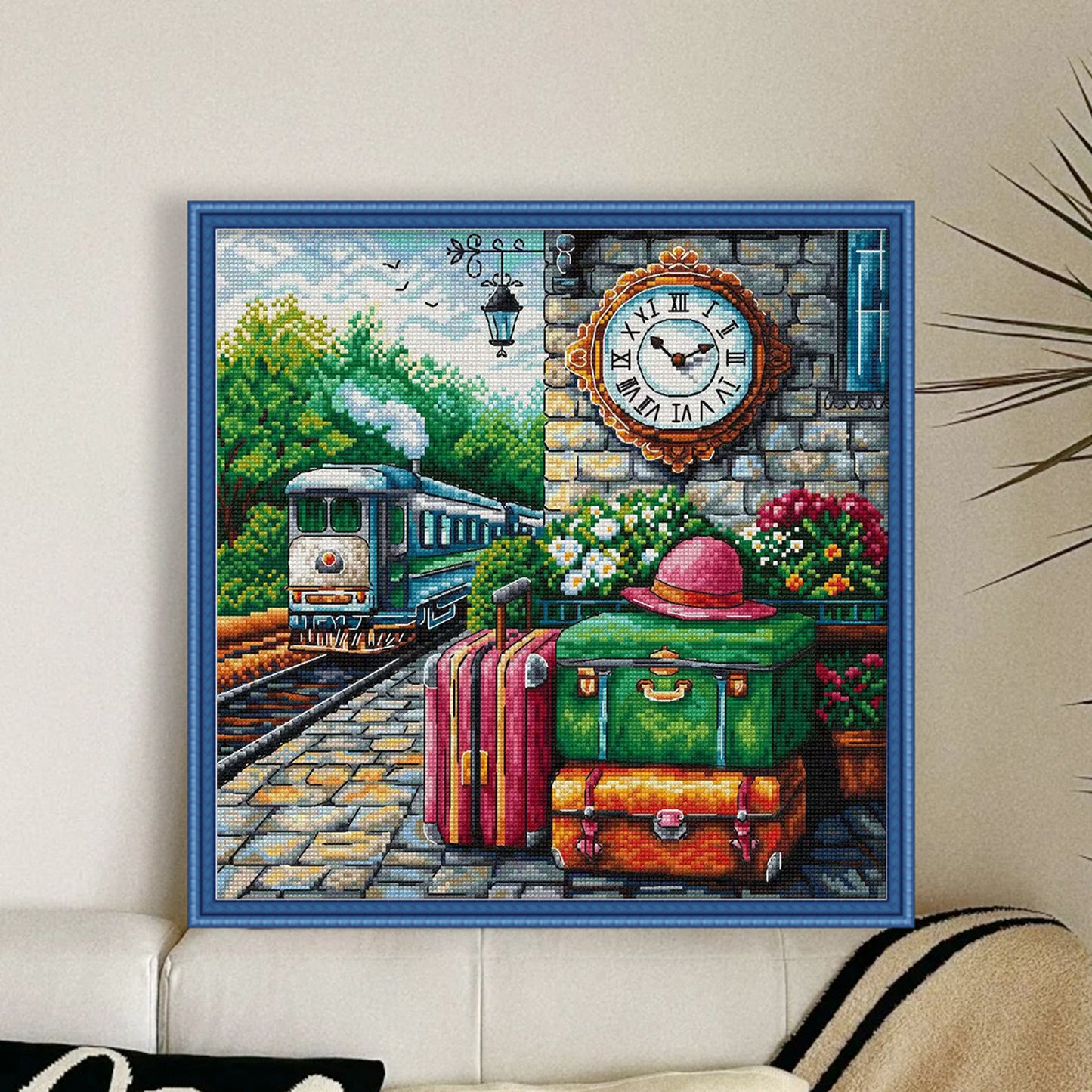Spring Day Platform - 14CT Stamped Cross Stitch 38*38CM(Egyptian cotton)(Fairy Brand)