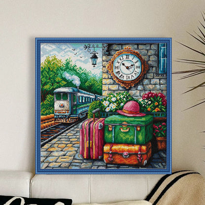 Spring Day Platform - 14CT Stamped Cross Stitch 38*38CM(Egyptian cotton)(Fairy Brand)