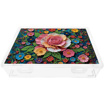DIY Rose Pattern Diamond Painting Kit Storage Box for Handicraft Enthusiast Gift