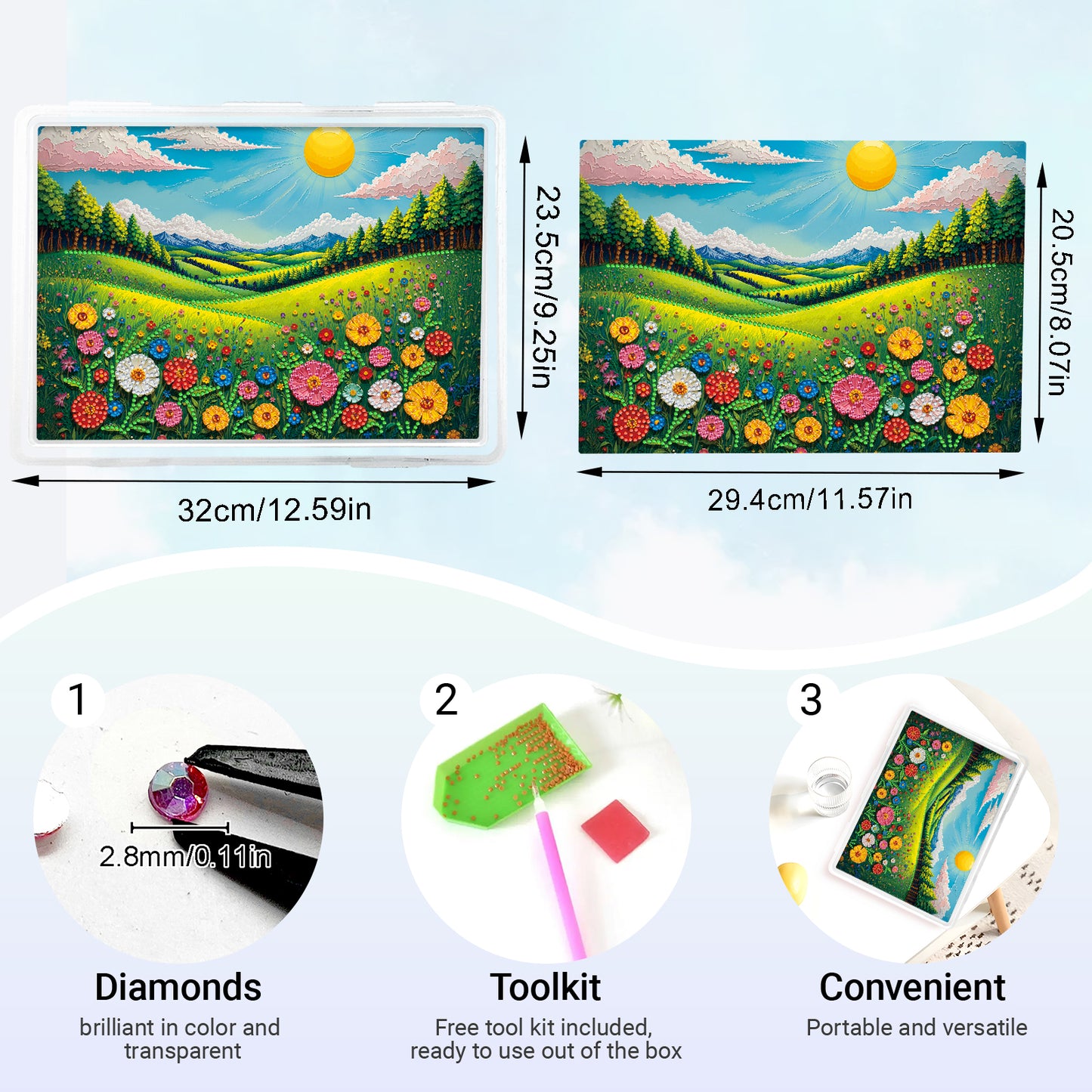 DIY Flower Grassland Pattern Diamond Painting Kit Storage Box for Adult Beginner