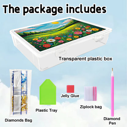 DIY Flower Grassland Pattern Diamond Painting Kit Storage Box for Adult Beginner