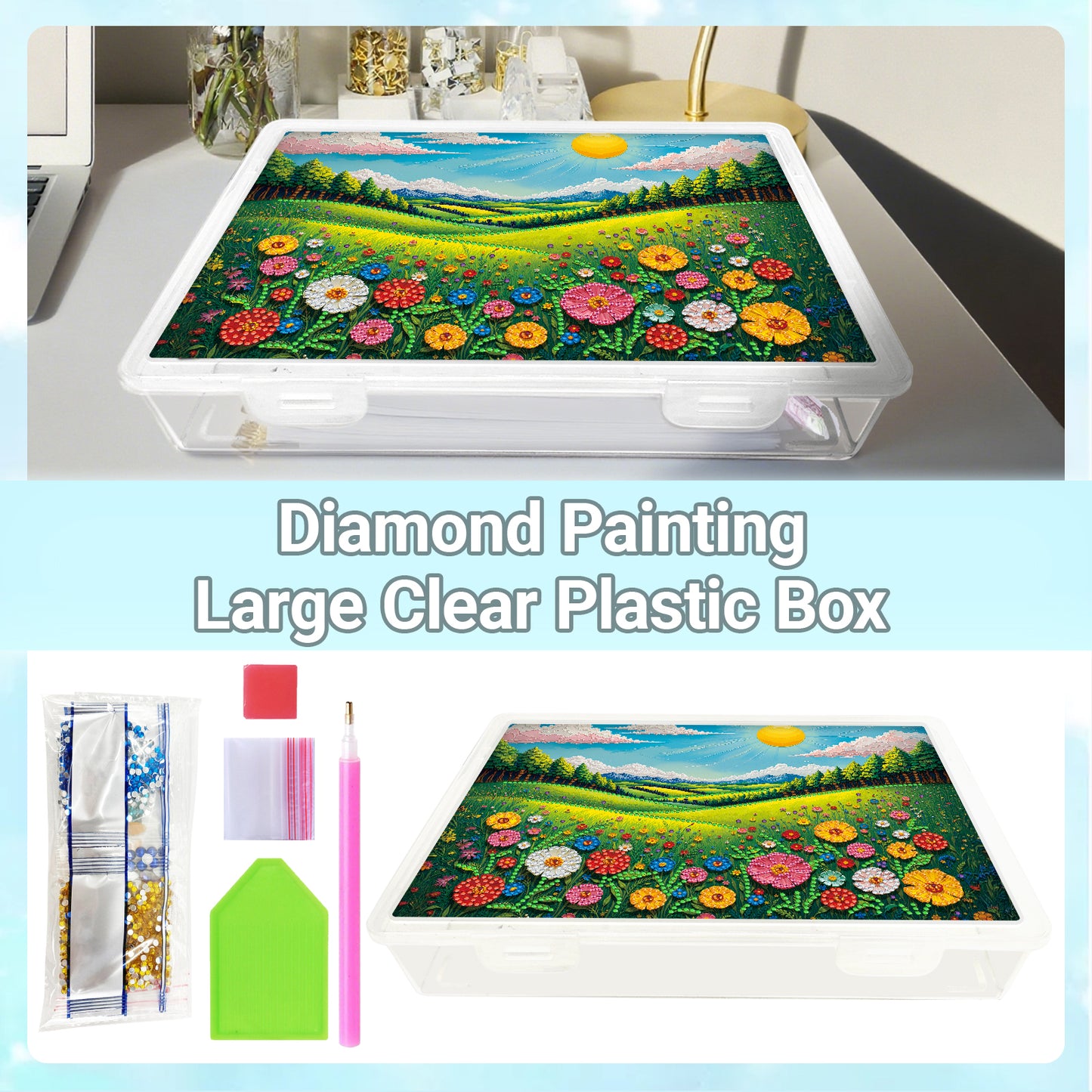 DIY Flower Grassland Pattern Diamond Painting Kit Storage Box for Adult Beginner