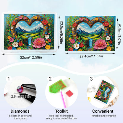 DIY Heart Water Flow Pattern Diamond Painting Kit Storage Box for Adult Beginner
