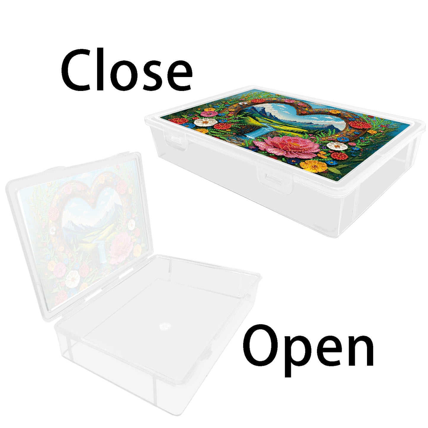 DIY Heart Water Flow Pattern Diamond Painting Kit Storage Box for Adult Beginner