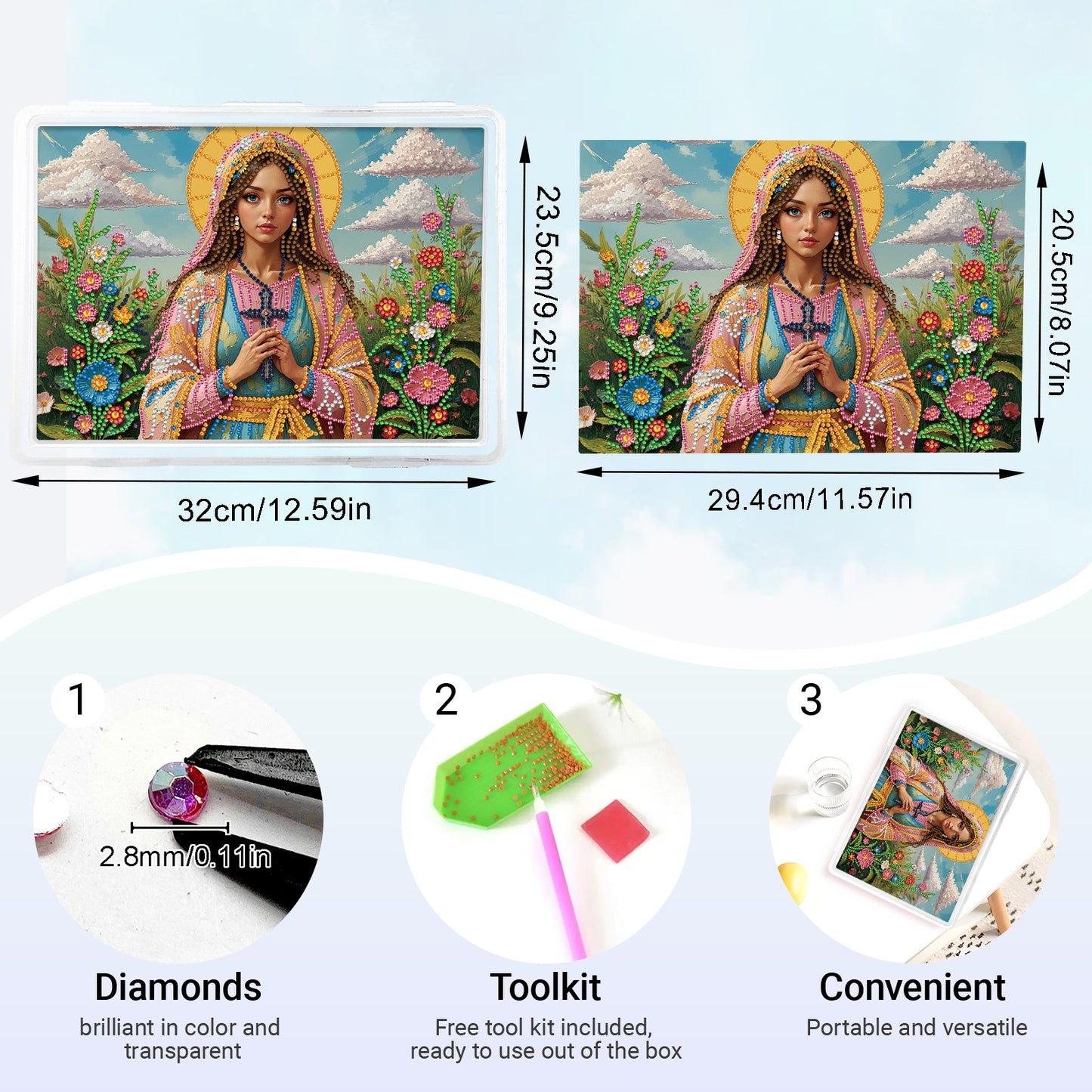 DIY Faithful Women Pattern Diamond Painting Kit Storage Box for Adults Beginners