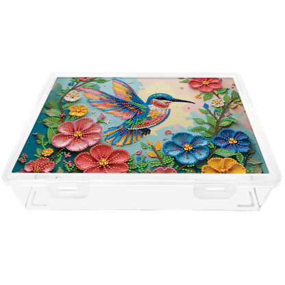 DIY Hummingbird Flowers Pattern Diamond Painting Kit Storage Box for Beginners
