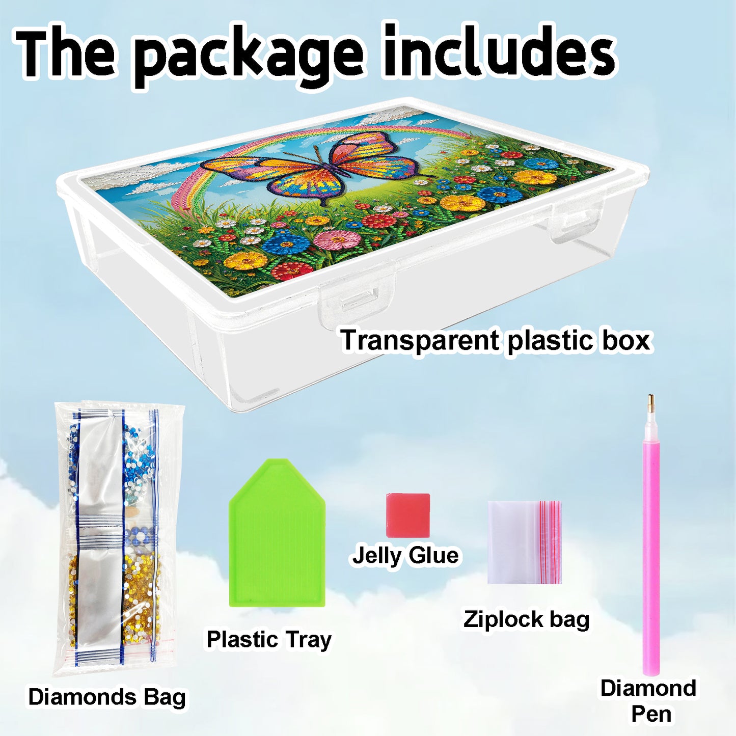 DIY Rainbow Butterfly Pattern Diamond Painting Kit Storage Boxr for Adult Beginn