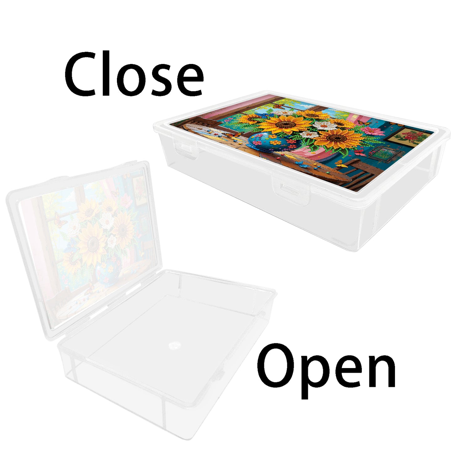 DIY Sunflower Vase Pattern Diamond Painting Kit Storage Box for Adults Beginners