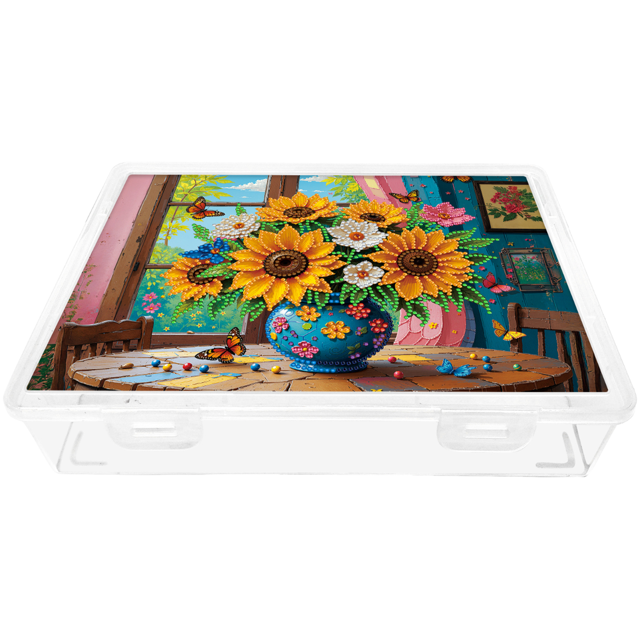 DIY Sunflower Vase Pattern Diamond Painting Kit Storage Box for Adults Beginners