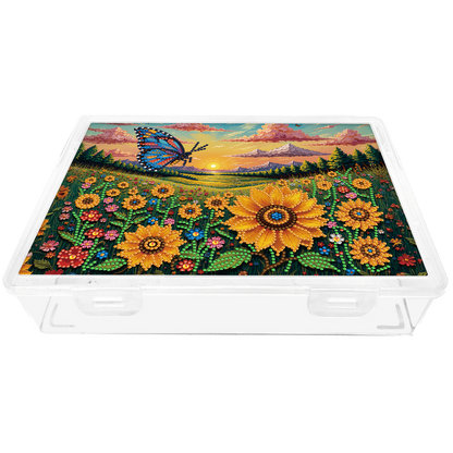 DIY Butterfly Sunflower Pattern Diamond Painting Kit Storage Box for Beginners