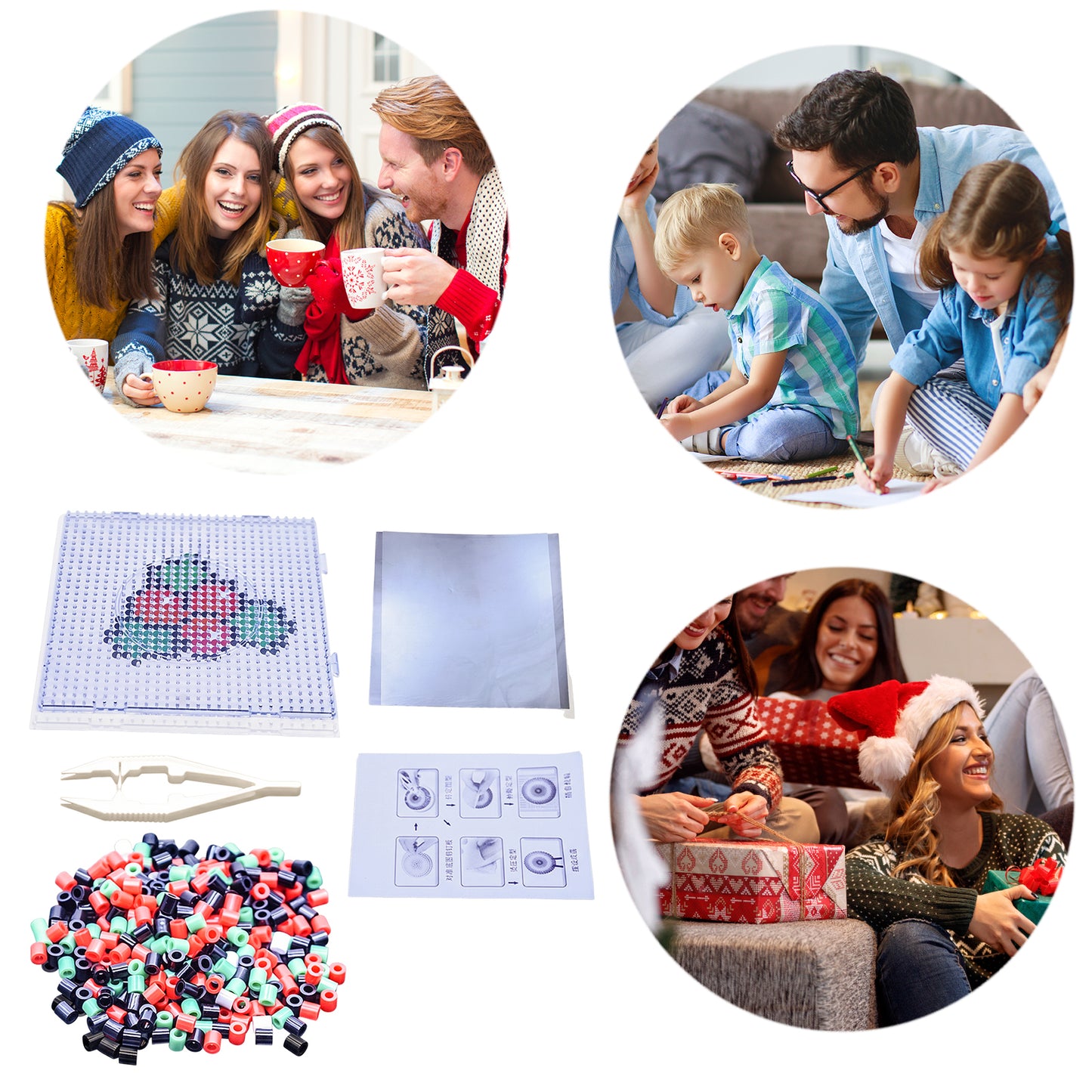 Christmas Cherry DIY 5mm Fuse Beads Kit Including Pegboards and Ironing Paper Melty Beads Set Safety