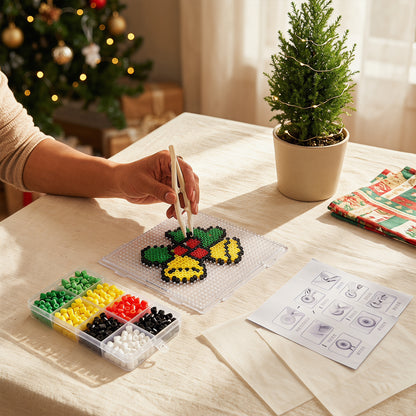 Christmas Bell DIY 5mm Fuse Beads Kit Including Pegboards and Ironing Paper Melty Beads Set Safety