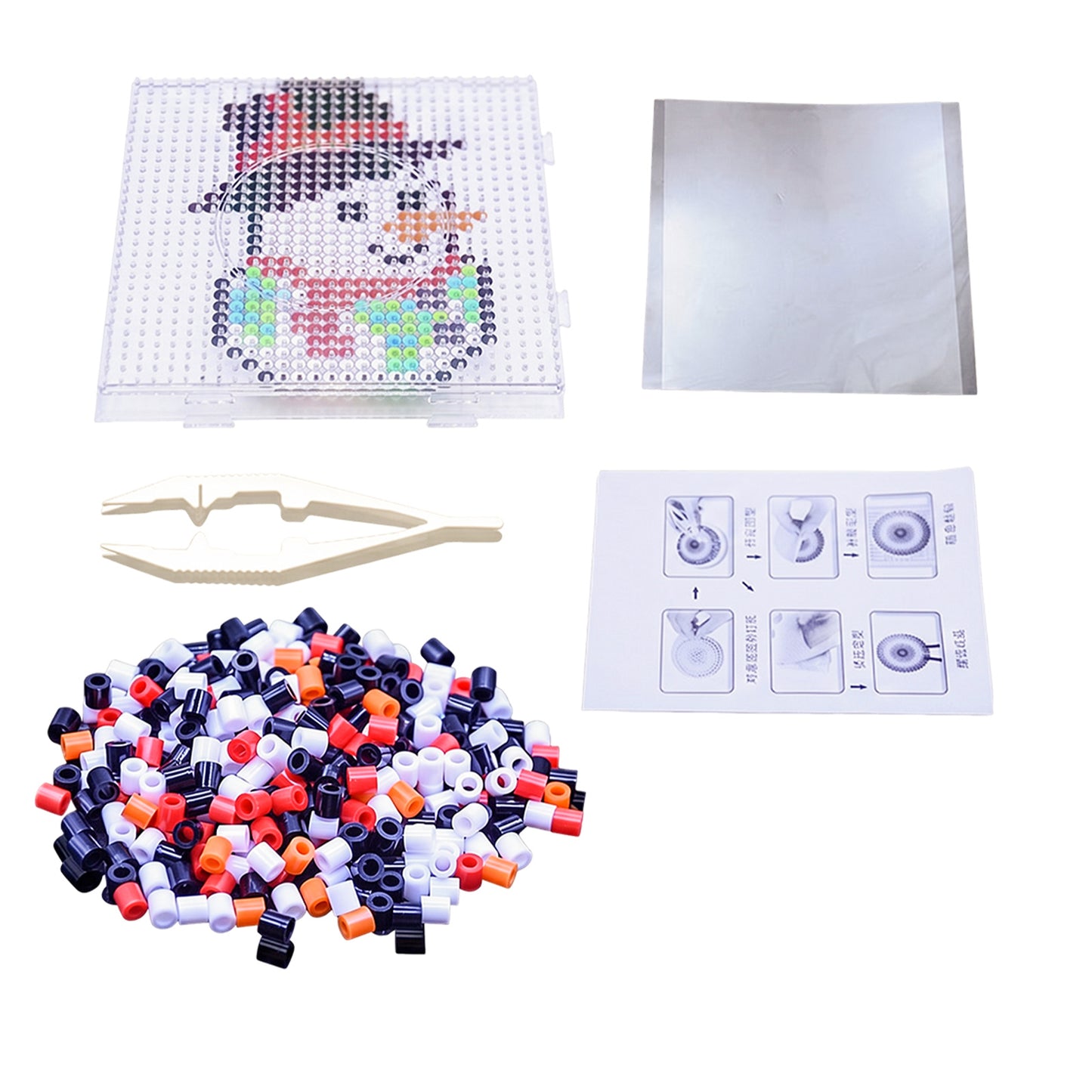 Christmas Snowman DIY 5mm Fuse Beads Kit Including Pegboards and Ironing Paper Melty Beads Set Safety