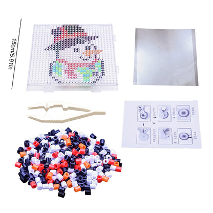 Christmas Snowman DIY 5mm Fuse Beads Kit Including Pegboards and Ironing Paper Melty Beads Set Safety