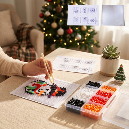 Christmas Snowman DIY 5mm Fuse Beads Kit Including Pegboards and Ironing Paper Melty Beads Set Safety