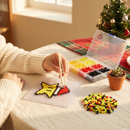 Christmas Five-pointed DIY 5mm Fuse Beads Kit Including Pegboards and Ironing Paper Melty Beads Set Safety