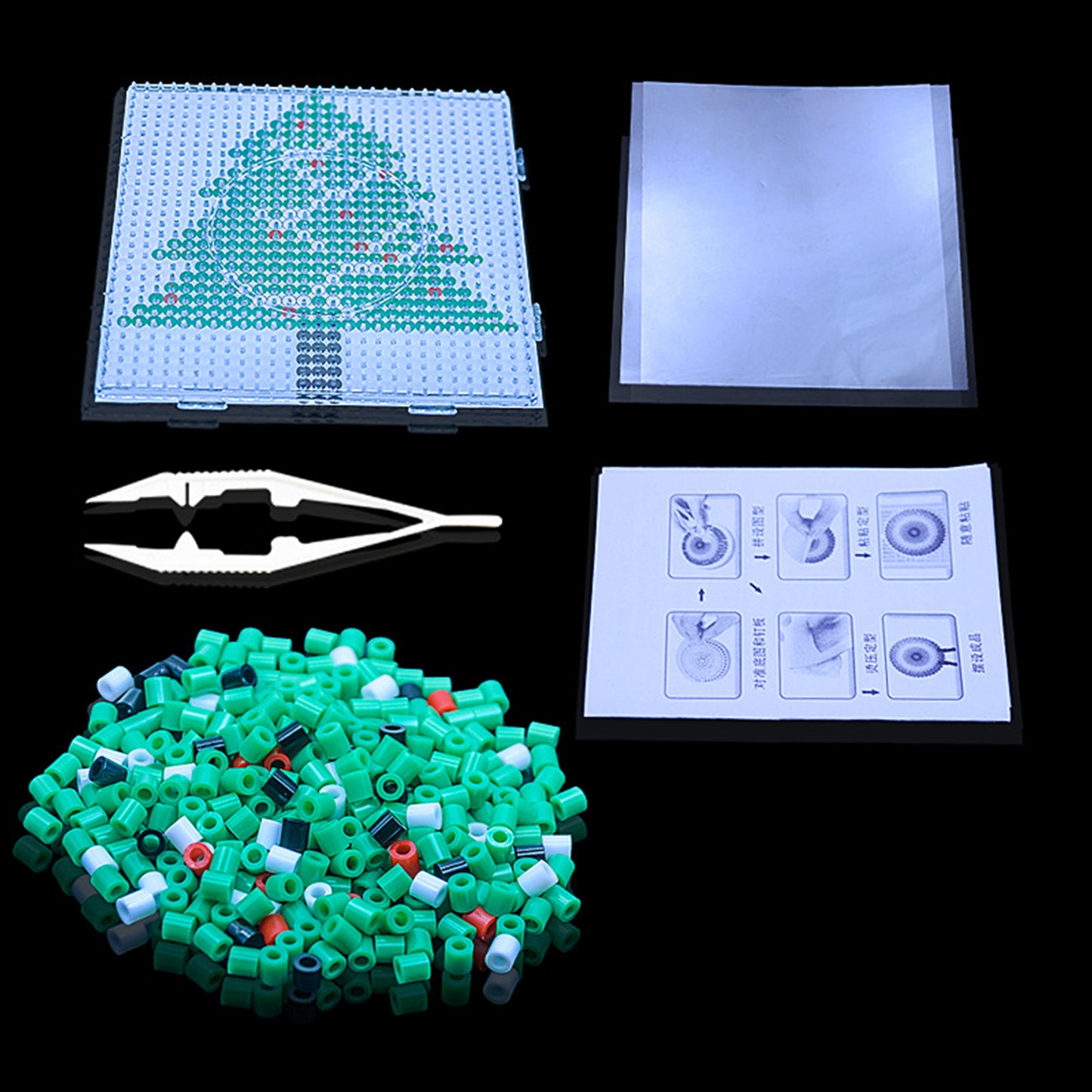Christmas Tree DIY 5mm Fuse Beads Kit Including Pegboards and Ironing Paper Melty Beads Set Safety