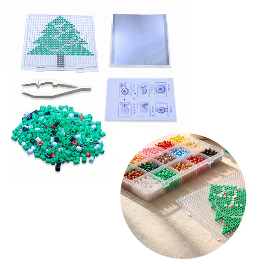 Christmas Tree DIY 5mm Fuse Beads Kit Including Pegboards and Ironing Paper Melty Beads Set Safety