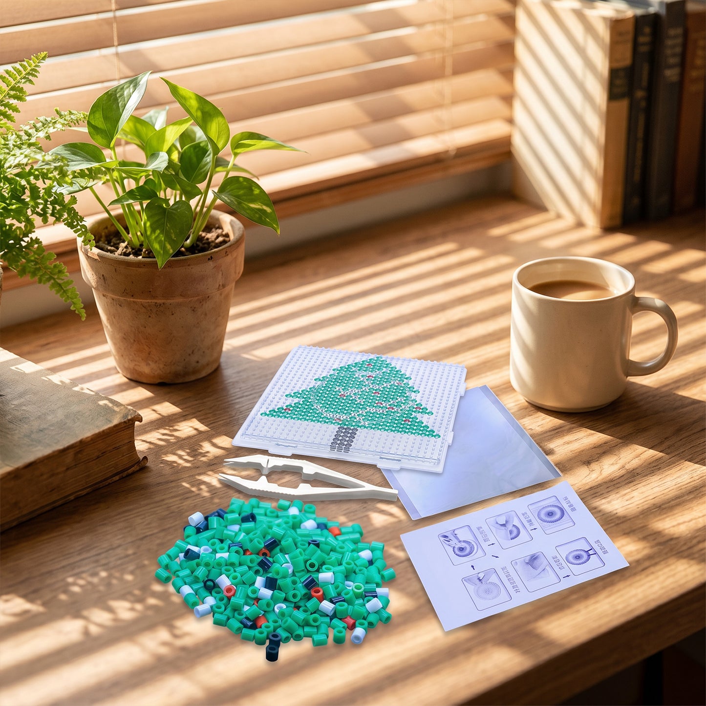 Christmas Tree DIY 5mm Fuse Beads Kit Including Pegboards and Ironing Paper Melty Beads Set Safety