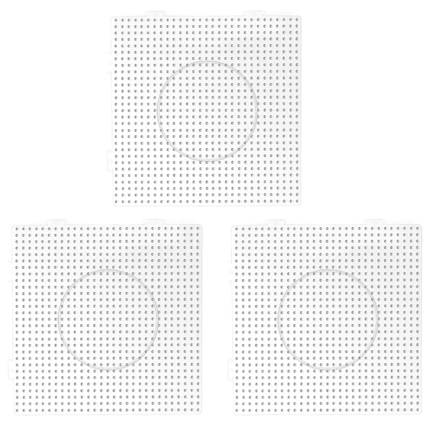 3Pcs 5mm Fuse Beads Boards High Temperature Resistance Large Clear Pegboards Kits Easy To Clean(Square)