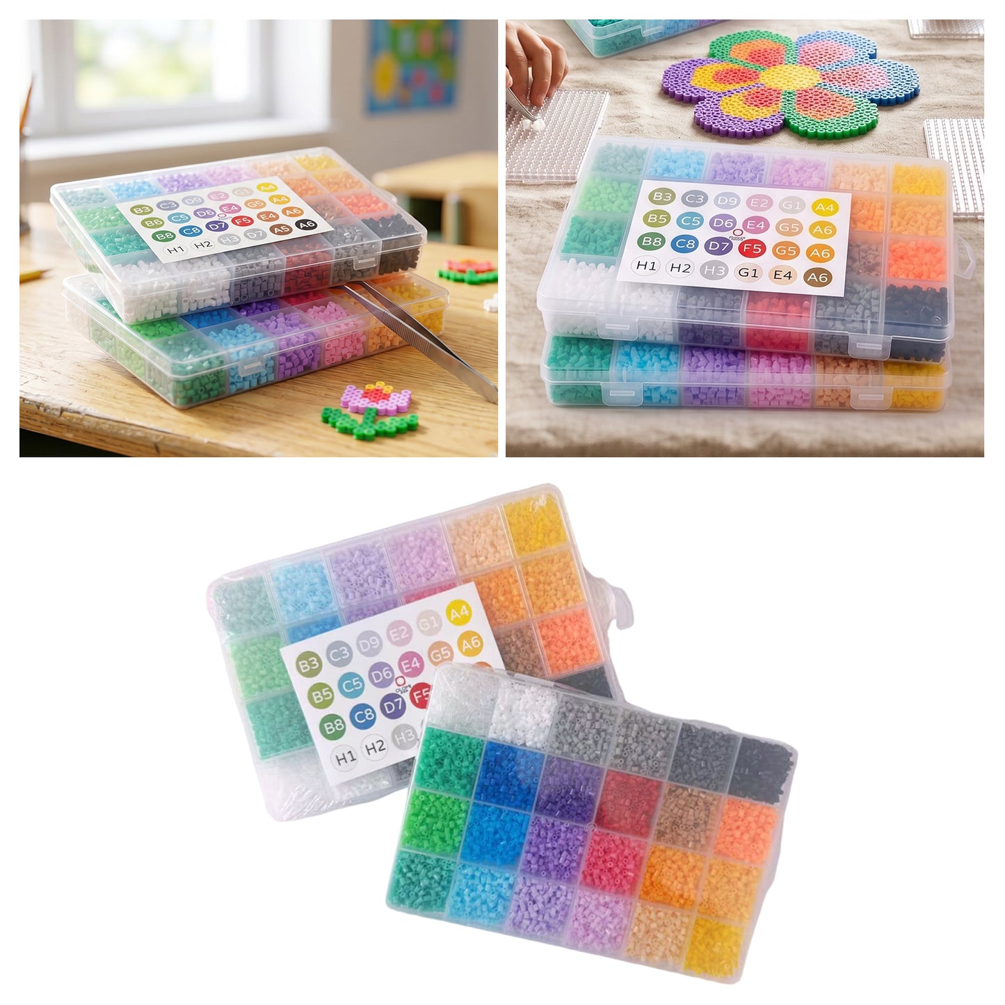 20 Colors 5mm Melty Beads Craft Kit Beginner-Friendly Iron Beads DIY Set with Color Label Pixel Art Beads Kit Ideal(Basic Rainbow Color Fuse Beads Set)