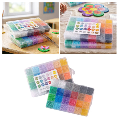 20 Colors 5mm Melty Beads Craft Kit Beginner-Friendly Iron Beads DIY Set with Color Label Pixel Art Beads Kit Ideal(Basic Rainbow Color Fuse Beads Set)