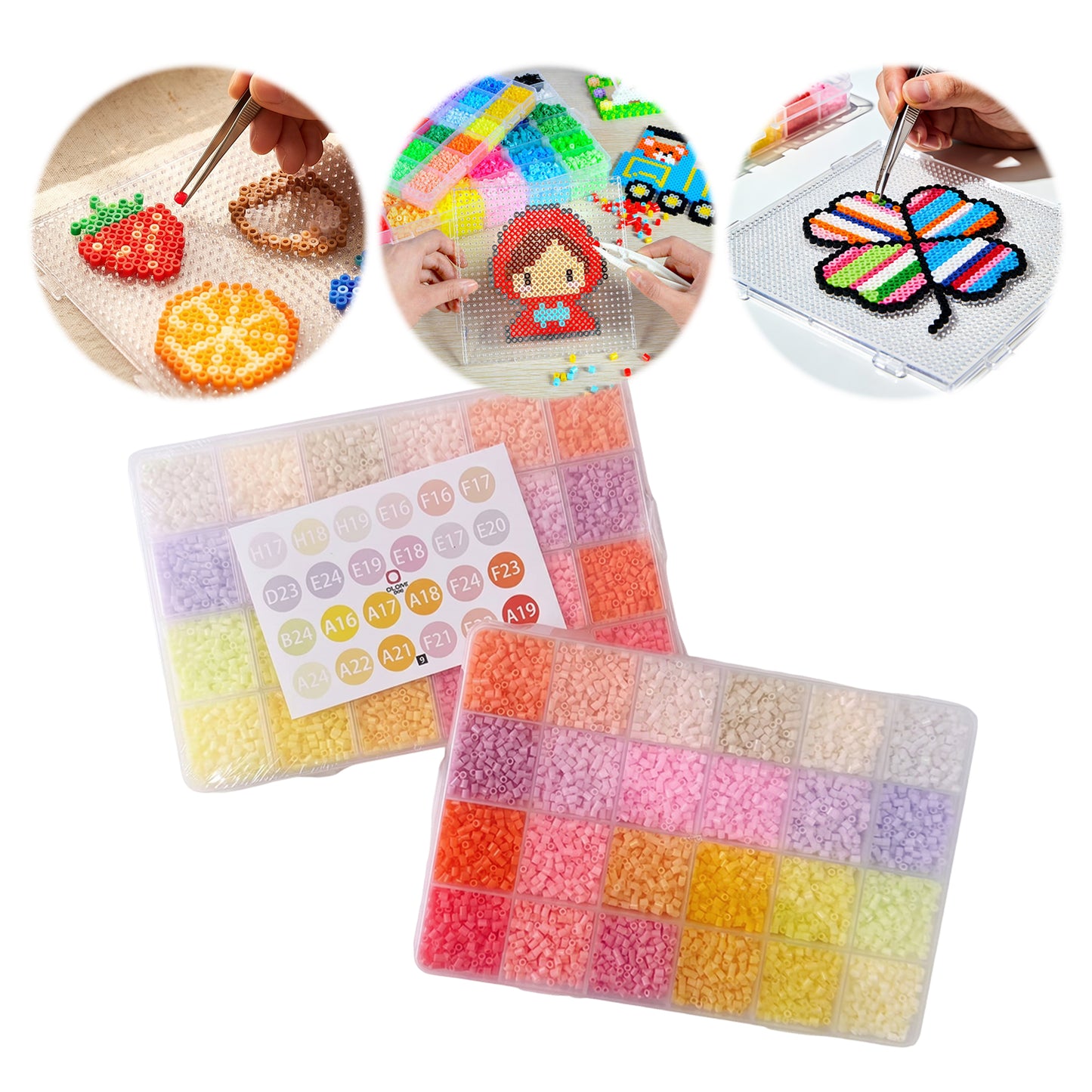 20 Colors 5mm Melty Beads Craft Kit Beginner-Friendly Iron Beads DIY Set with Color Label Pixel Art Beads Kit Ideal(Cream Light Tone Fuse Beads Set)