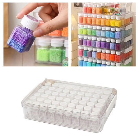 54 Grids Portable Diamond Art Painting Organizer Box Stackable Mini Clear Dimond Storage Containers Boxes with Screw Lids and Rectangle Box