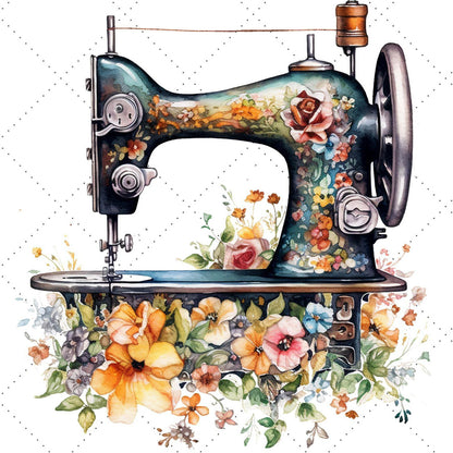 Sewing Machine 30*30CM(Canvas) Full Round Drill Diamond Painting