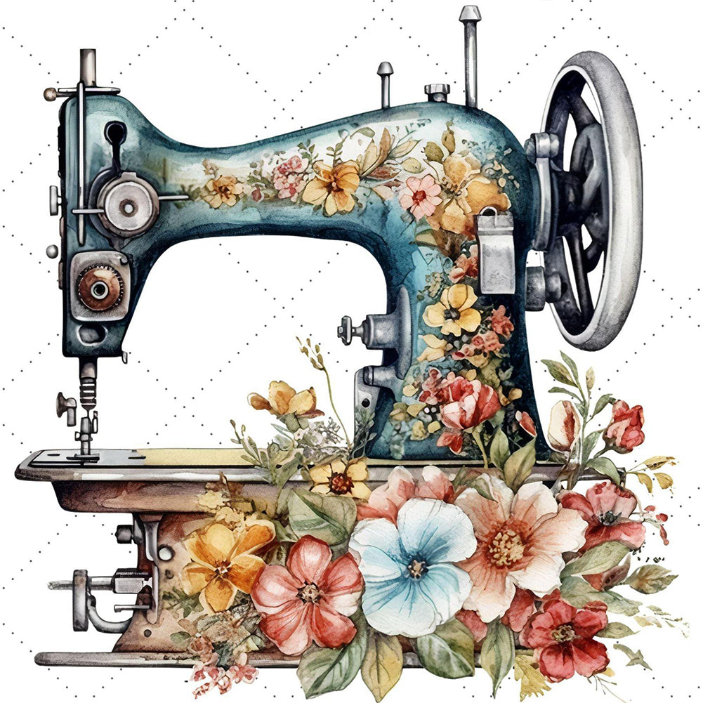 Sewing Machine 30*30CM(Canvas) Full Round Drill Diamond Painting